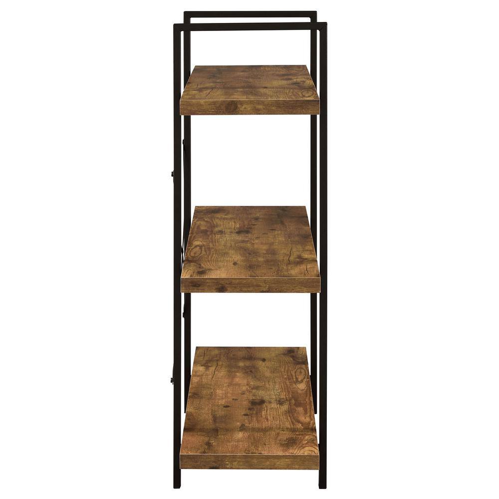 Transitional Black and Brown Wood 3-Shelf Bookcase