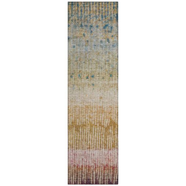 Chantille Machine Washable Indoor/Outdoor Abstract ACN2811 Gold 2 ft. x 7 ft. Runner Rug