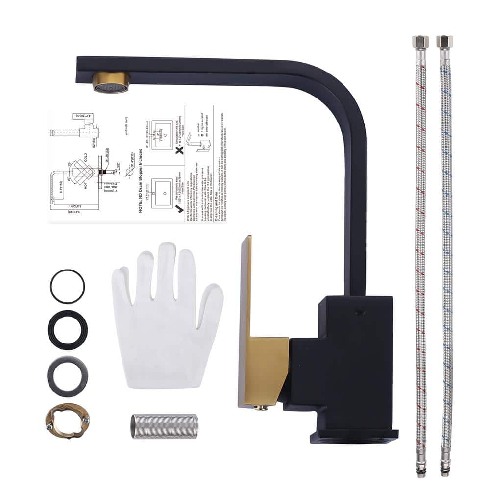 Polished Black and Gold Stainless Steel Single Handle Bar Faucet