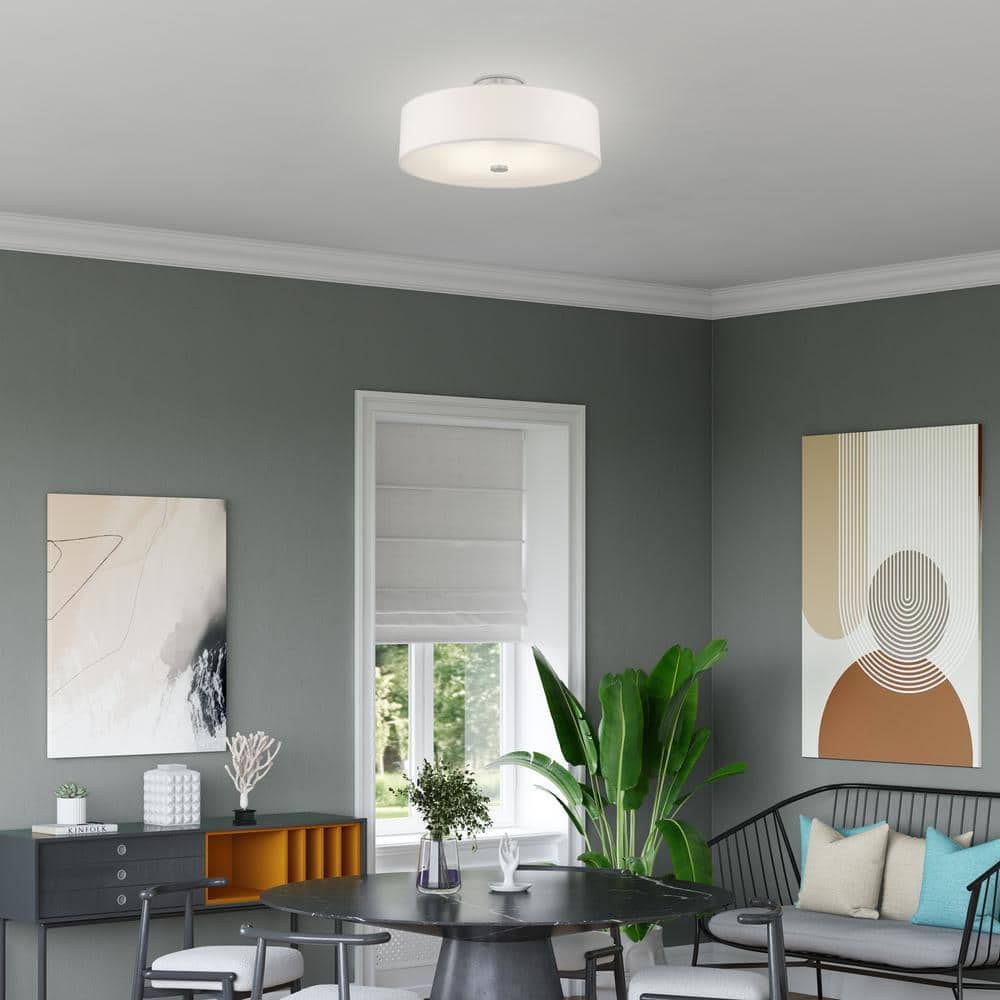 Brushed Nickel 4-Light Semi-Flush Drum Ceiling Fixture