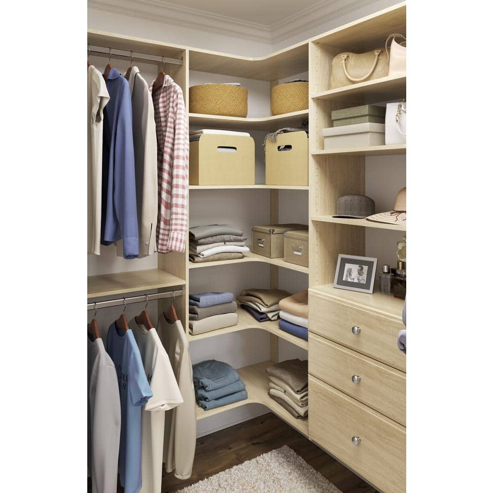 Harvest Blonde Corner Closet Kit with Drawers and Shelves