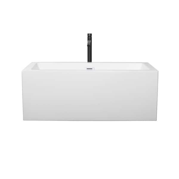 Melody 59.5 in. Acrylic Flatbottom Bathtub in White with Matte Black Trim Melody 59.5 in. Acrylic Flatbottom Bathtub in White with Matte Black Trim