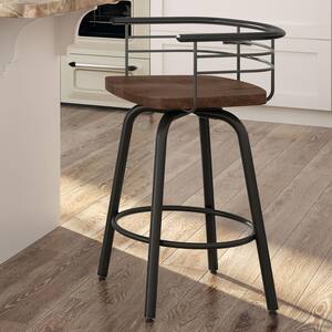 Brisk 26 in. Brown Wood / Gun Metal Swivel Counter Stool