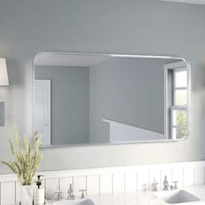 55 in. W x 30 in. H Rectangular Aluminum Framed Wall Bathroom Vanity Wall Mount Mirror in Silver