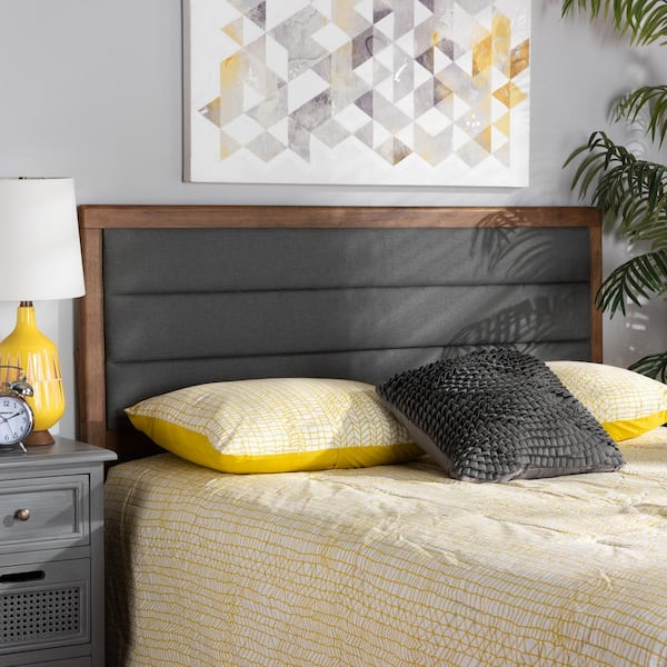 Baxton Studio Dexter Dark Grey and Walnut Brown King Headboard 191 11537 HD The Home Depot