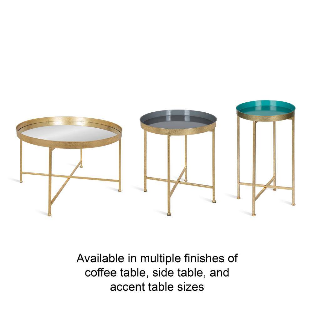 Celia Round Gold Metal Side Table with Mirrored Glass Top