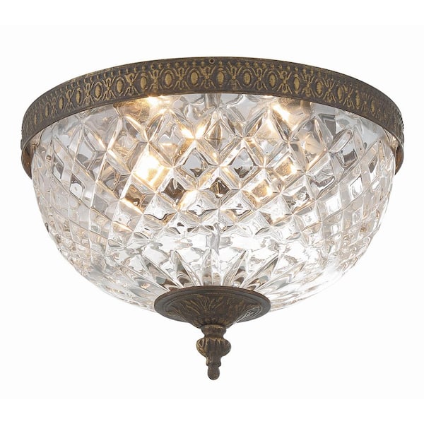 Crystorama Ceiling Mount 10 in. 2-Light English Bronze Flush Mount