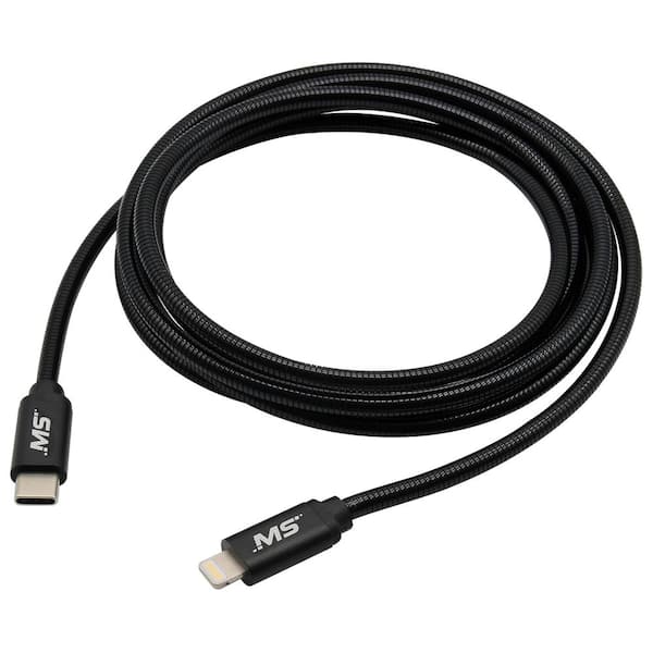 MobileSpec 6 ft. 18-Watt Metal Lightning to USB-C Charge and Sync Cable  Black MBS06903 - The Home Depot