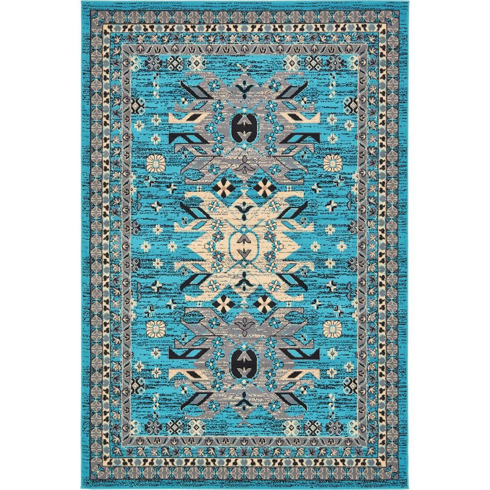 Taftan Oasis Turquoise 6' 0 x 9' 0 Area Rug -  Unique Loom, 3134455