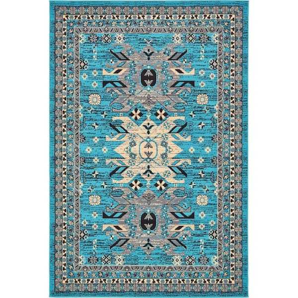 Taftan Oasis Turquoise 6' 0 x 9' 0 Area Rug