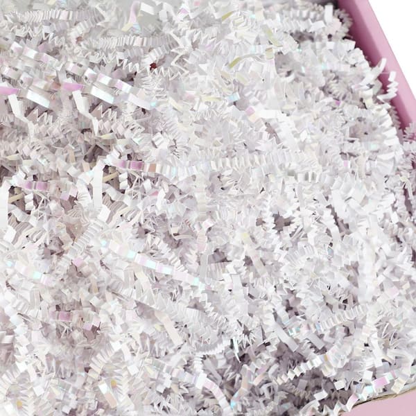 N/A 8 oz .Crinkle Cut Paper Shred Filler for Gifts and Packaging, Diamond White, Environmentally Safe, Non-Toxic Dye