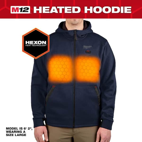 Men's 3X-Large M12 12-Volt Lithium Ion Cordless Blue Heated Hooded Jacket (Jacket and Battery Holder Only)