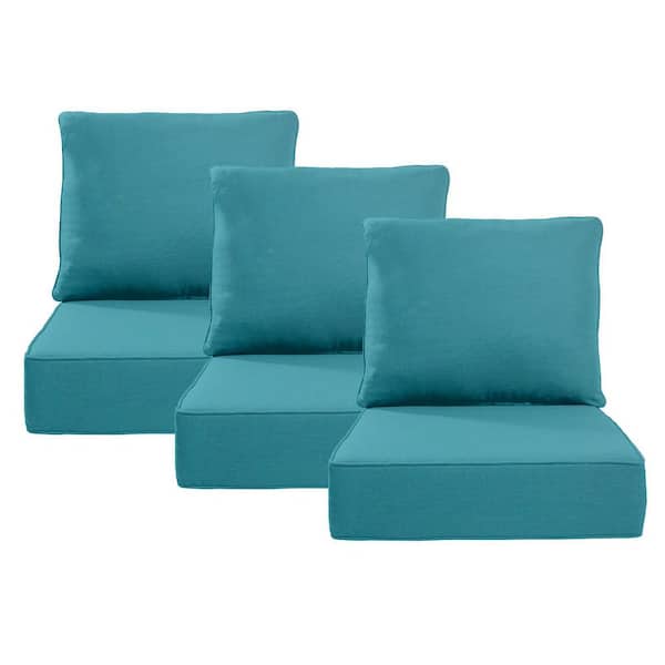 24 in. x 24 in. x 6 in. 6-Piece CushionGuard Outdoor Thicken Sofa Deep Seat Replacement Cushion Set in Light Blue