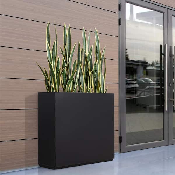 Long Box Metal Rectangular Planter in Black
