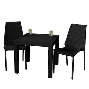 Kent Black 3-Piece Plastic Square Outdoor Dining Set