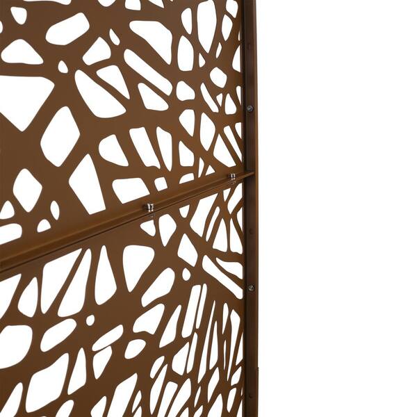 Sudzendf Brown Outdoor Indoor Metal Privacy Screen Freestanding Decorative Screen for Deck Balcony Patio for Outside Lawn Garden