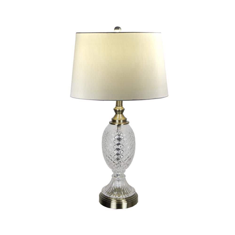 Retozo 26 in. Antique Brass 24 % Lead Crystal Table Lamp
