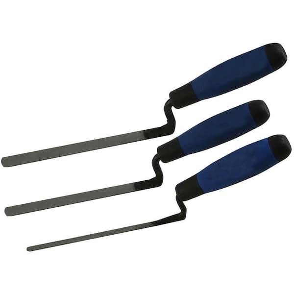 Buffalo Tools 6-1/2 in. x 1/4 in, 6-3/4 in. x 3/8 in., and 6-3/4 in. x 1/2 in. Pointed Trowel Set (3-Pieces)