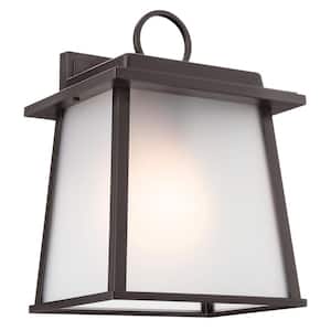 Noward 12.25 in. 1-Light Olde Bronze Outdoor Hardwired Wall Lantern Sconce with No Bulbs Included (1-Pack)