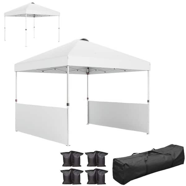 10 ft. x 10 ft. White Party Tent with Sidewall Height Adjustable Instant Sun Shelter with Storage Pockets