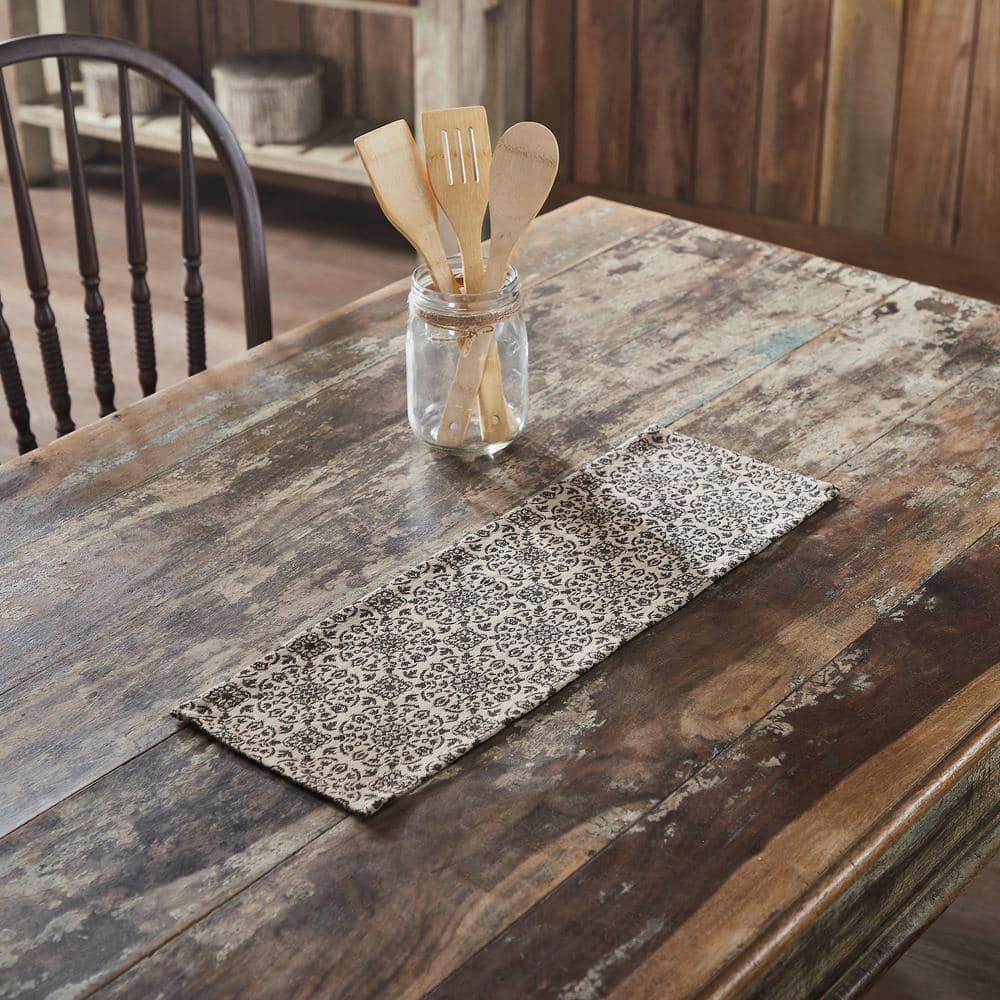Natural Cotton Medallion Pattern Table Runner 12x48