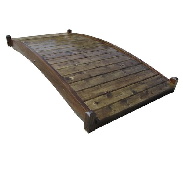 SamsGazebos Zen Japanese Wood Garden Bridge 8 ft. x 4 ft. 400 lb