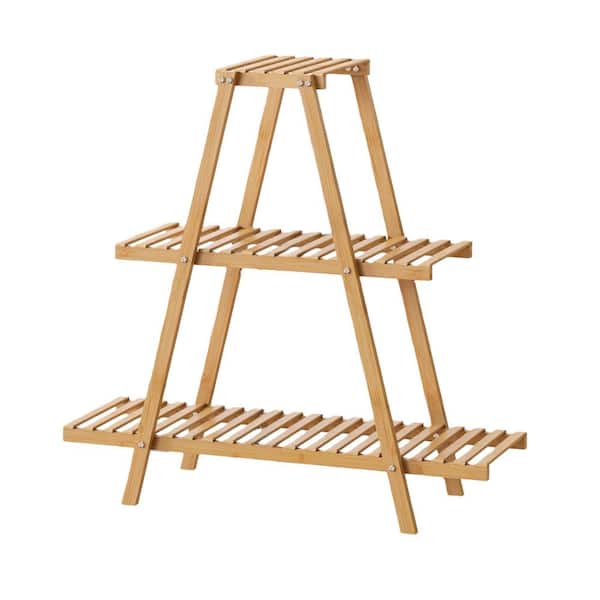 OGETFUUR 3-Tier Bamboo Plant Stand, Indoor-Outdoor Plant Rack