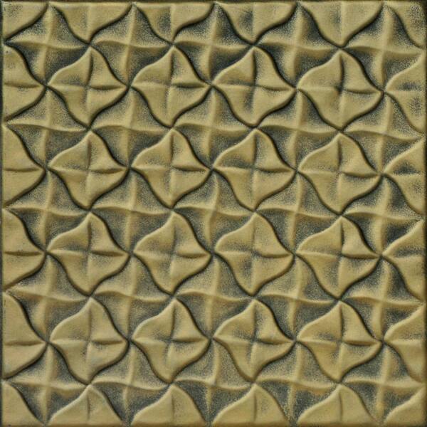A La Maison Ceilings Granny's Pinwheel Antique Brass 1.6 ft. x 1.6 ft. Decorative Foam Glue Up Ceiling Tile (21.6 sq. ft./case)