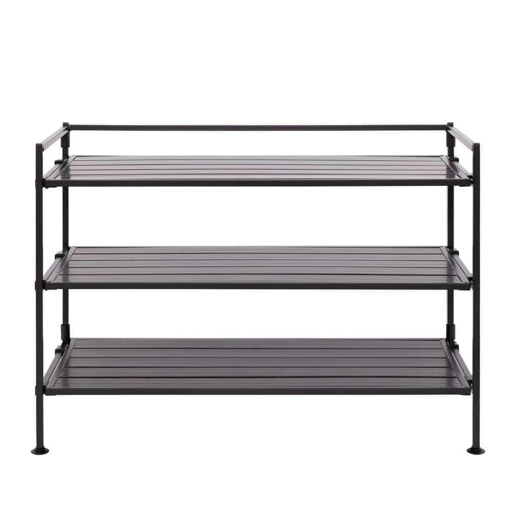 Seville Classics 3-Tier Resin Slat Shoe Rack  26.5  x 12.2  x 19  - Espresso