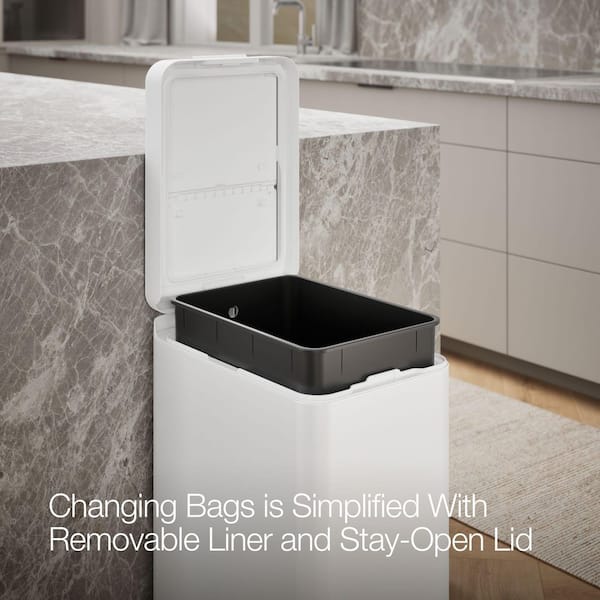 KOHLER 13 Gal. Stainless Steel Slim Step Metal Household Track Can