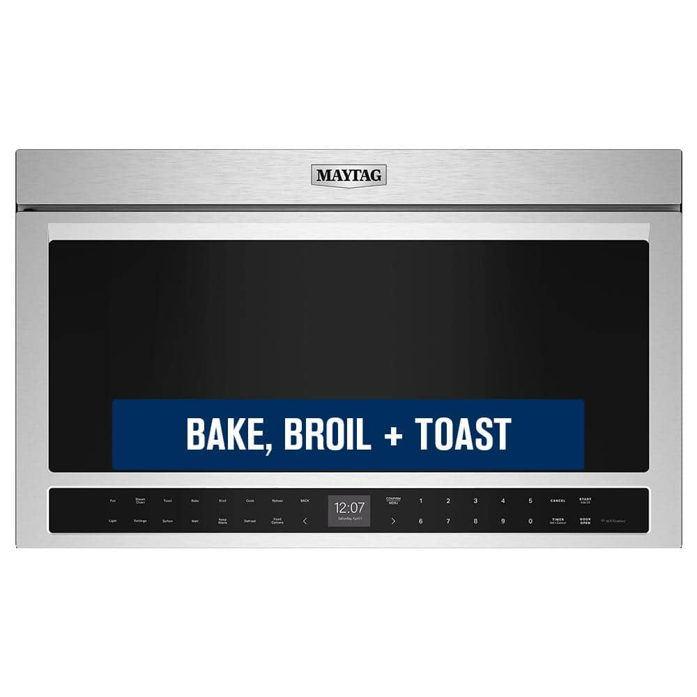 Whirlpool 30 in. 1.1 Cu. ft. Over-the-Range Flush Built-In Microwave -Toaster Oven Combo in Fingerprint Resistant Stainless Steel