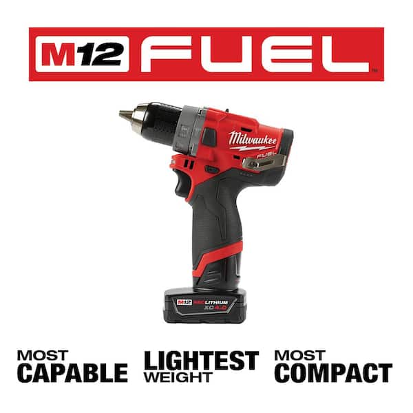 Milwaukee M12 12-Volt Lithium-Ion Brushless Cordless Hammer Drill and Impact Driver Kit w/ 2 Batteries and Bag (2-Tool)-2598-22 - The Home Depot