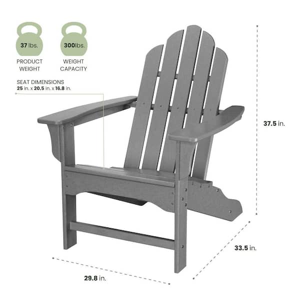Hanover All-Weather Grey Plastic Outdoor Adirondack Chair