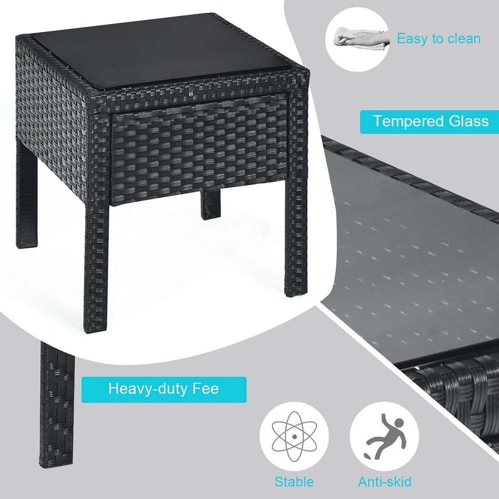 Turquoise 3-Piece Outdoor Wicker Rattan Patio Set