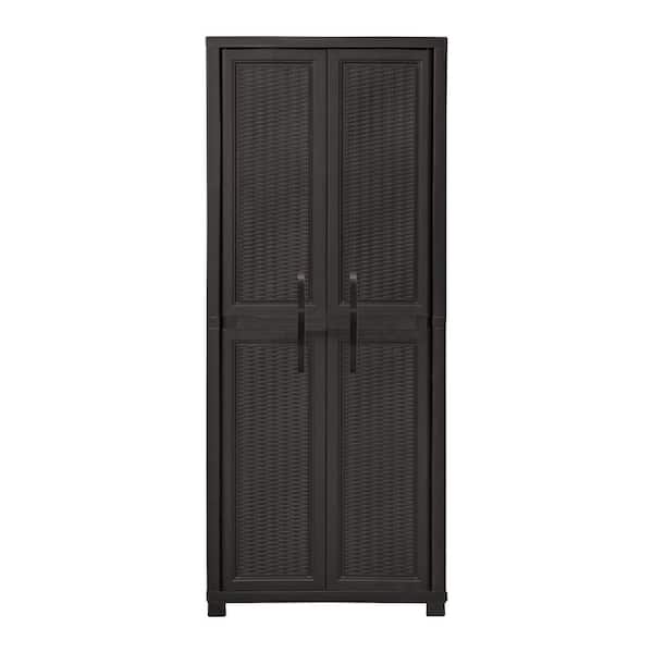 Unbranded 27.96 in. W x 71.85 in. H x 17.72 in. D Resin 5-Shelf Freestanding Cabinet in Espresso
