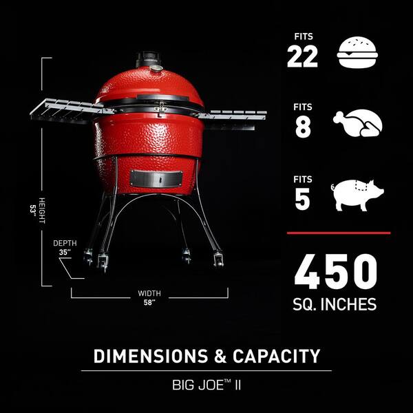 Kamado Joe Big Joe II 24 in. Charcoal Grill in Blaze Red Plus