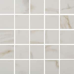 Michelangelo Calacatta White 12 in. x 12 in. x 9mm Matte Porcelain Mesh-Mounted Mosaic Tile (5 sq. ft./Case)