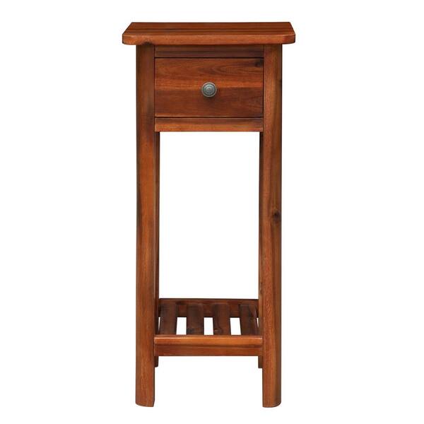 HONEY JOY Rustic Brown Wooden Nightstand End Table with Storage Shelf