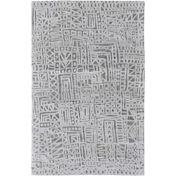 2 ft. x 8 ft. Gray Geometric Area Rug