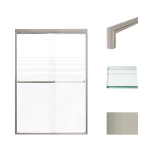 Frederick 47 in. W x 70 in. H Sliding Semi-Frameless Shower Door in Brushed Stainless with Frosted Glass