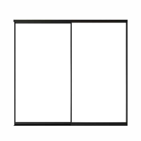 72 in. x 80 in. 1-Lite Black Clear Glass Aluminum Frame Finished Closet Sliding Door with Hardware Kit