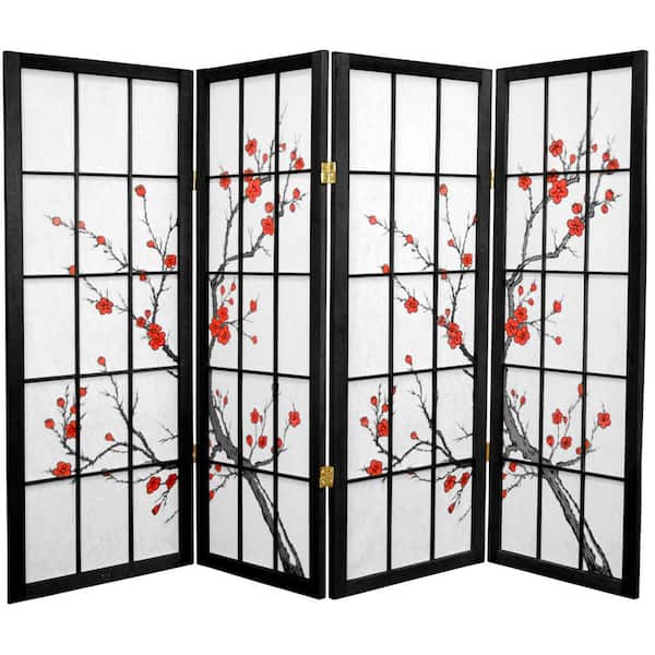 4 ft. Black 4-Panel Room Divider
