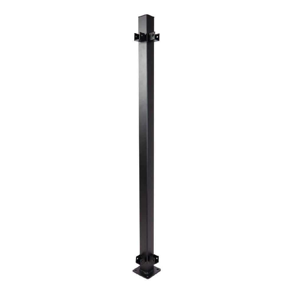 FORTRESS Fe26 2 in. x 2 in. x 391/2 in. Black Steel Railing Corner