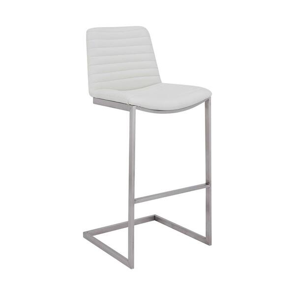 Faux Leather Bar Height Stool, Modern White Leather Bar Stools