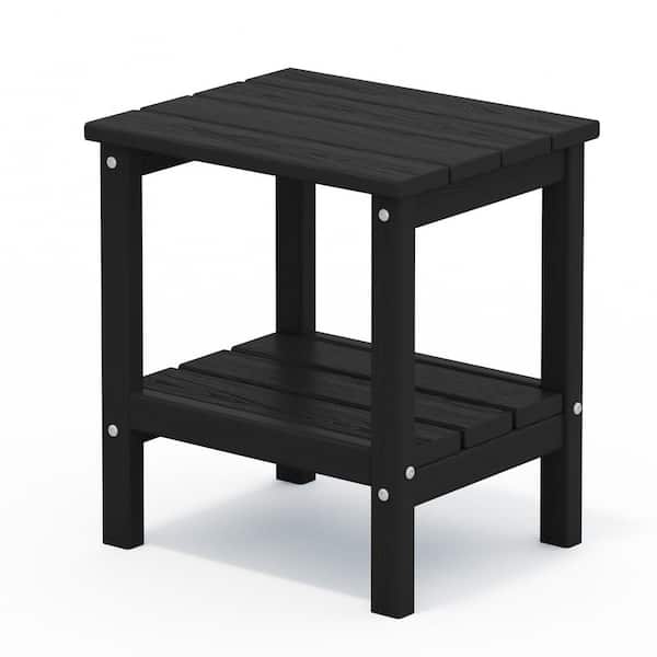 JEAREY Adirondack Square Resin Outdoor Side Table in Black