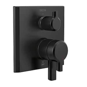 Pivotal 2-Handle Wall-Mount 3-Setting Integrated Diverter Trim Kit in Matte Black (Valve not Included)