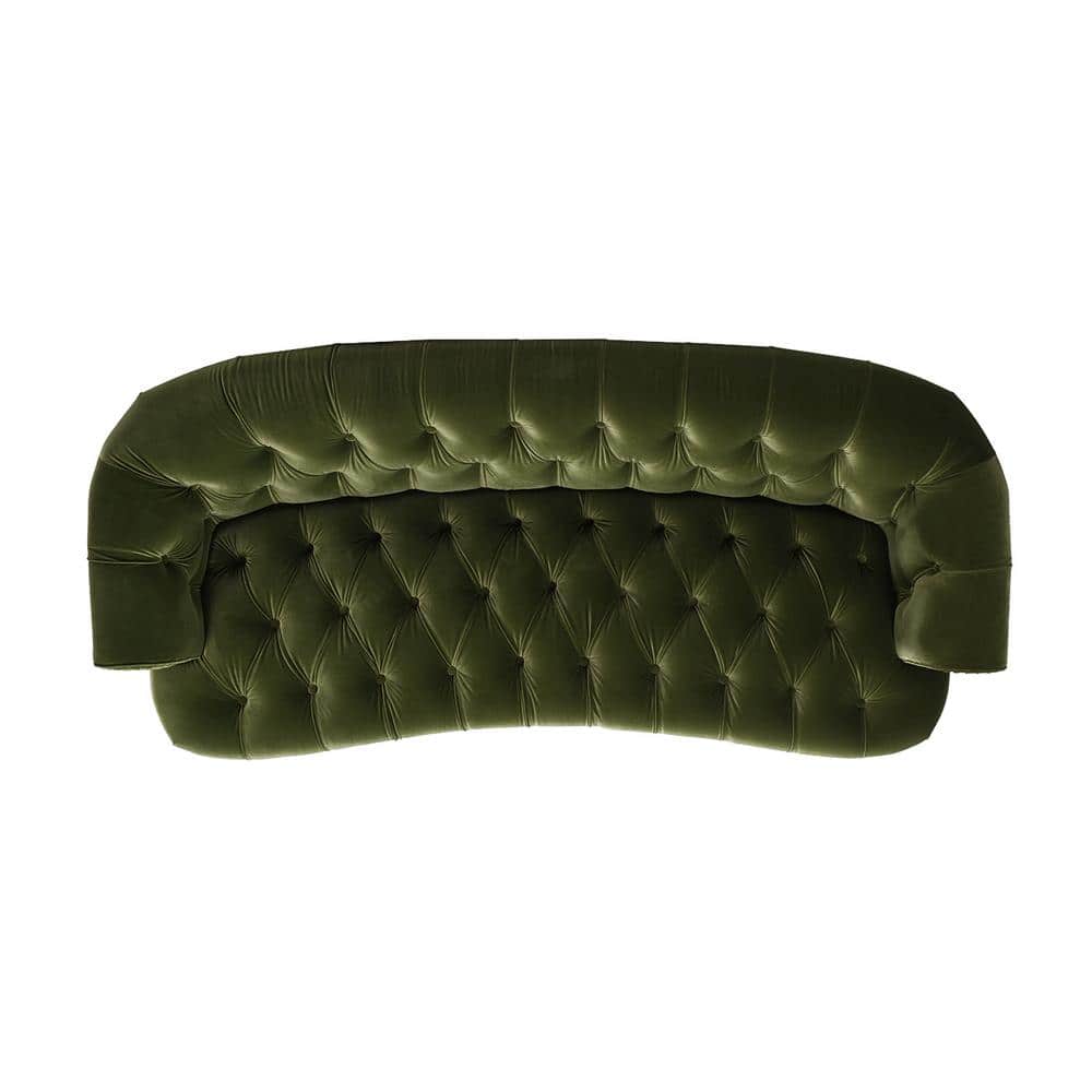 Olive Green Velvet Chesterfield Sofa with Nailhead Trim