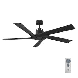 Aspen 56 in. Indoor/Outdoor Modern Matte Black Ceiling Fan with Matte Black Blades, DC Motor and Remote Control