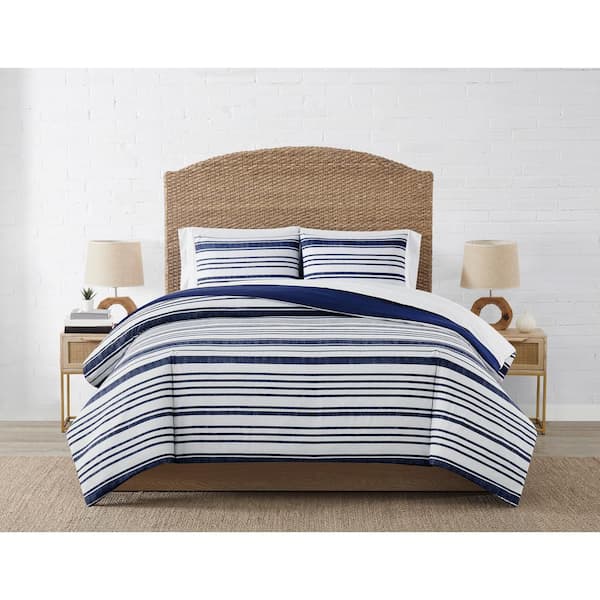 Coastal Living Starboard Nautical 2-Piece Multi Stripe Polyester Microfiber Twin XL Duvet Cover Set