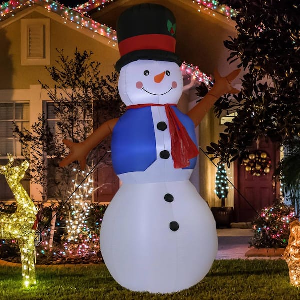 Sunnydaze Decor 10 Ft Christmas Cheer Snowman Outdoor Inflatable Decoration Lde 947 - Xmas Decorations Home Depot